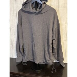 Aerie Oversized Gray Hoodie Ruched Drawstring Sides Women's XL
